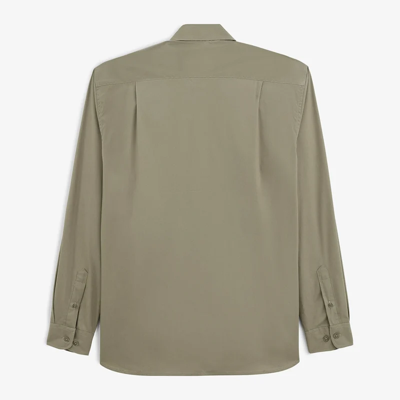 Chemise Charles manches longues popeline confort vert teck