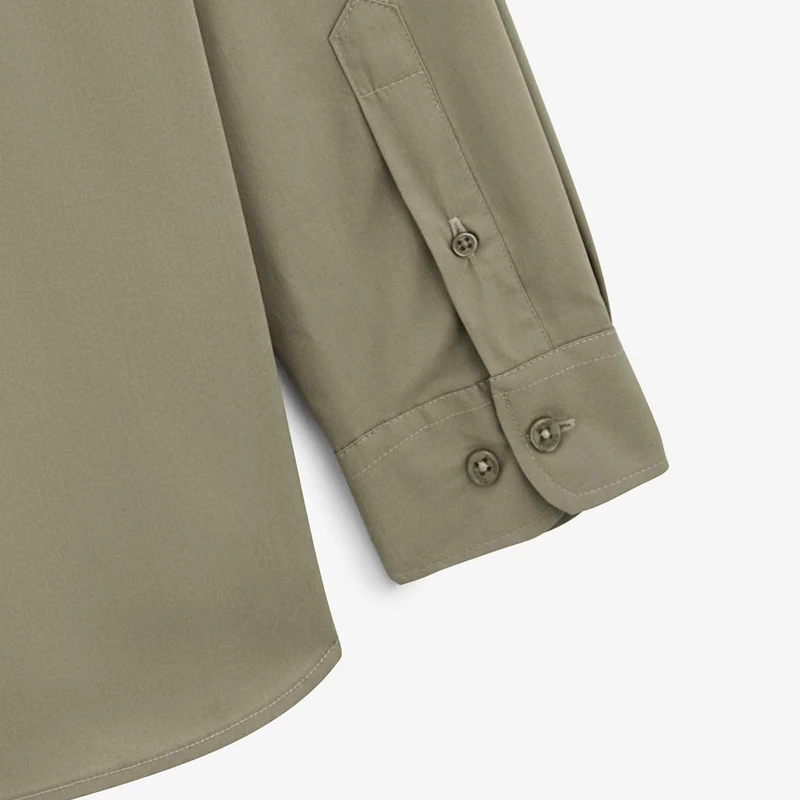 Chemise Charles manches longues popeline confort vert teck
