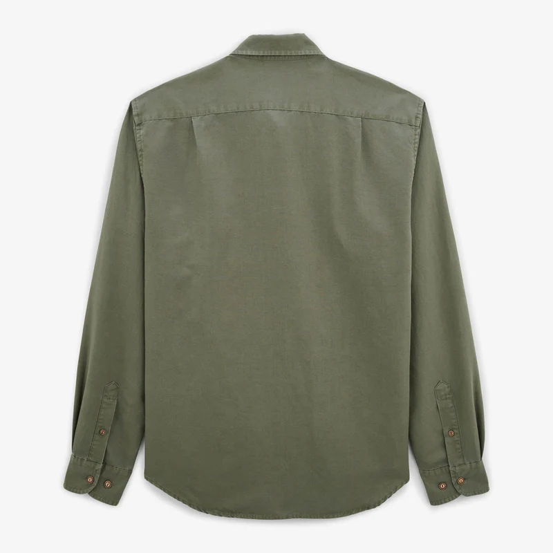 Chemise oxford Carl en lin vert teck