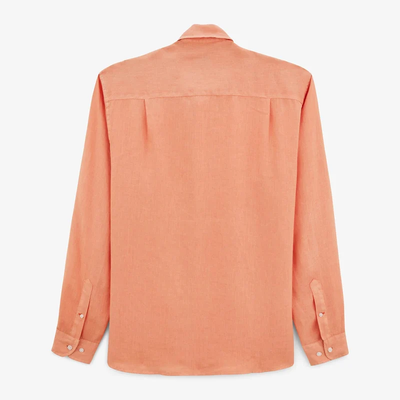 Chemise Charles en lin orange corail