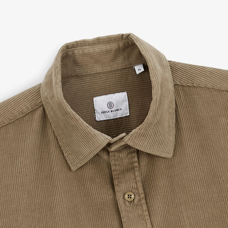 Chemise Charles en velours à manches longues blanc crème