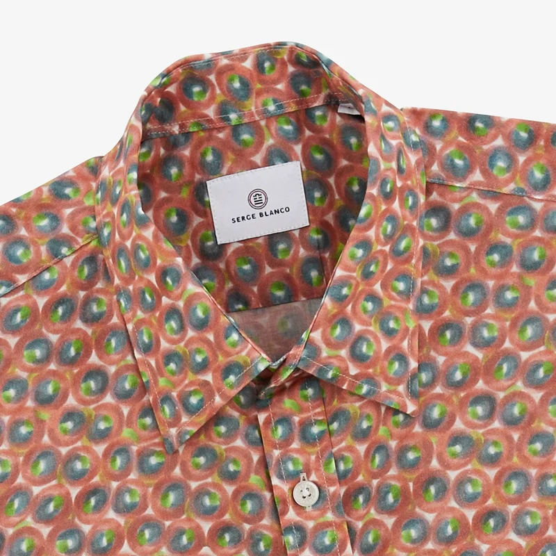 Chemise Charles imprimée orange corail