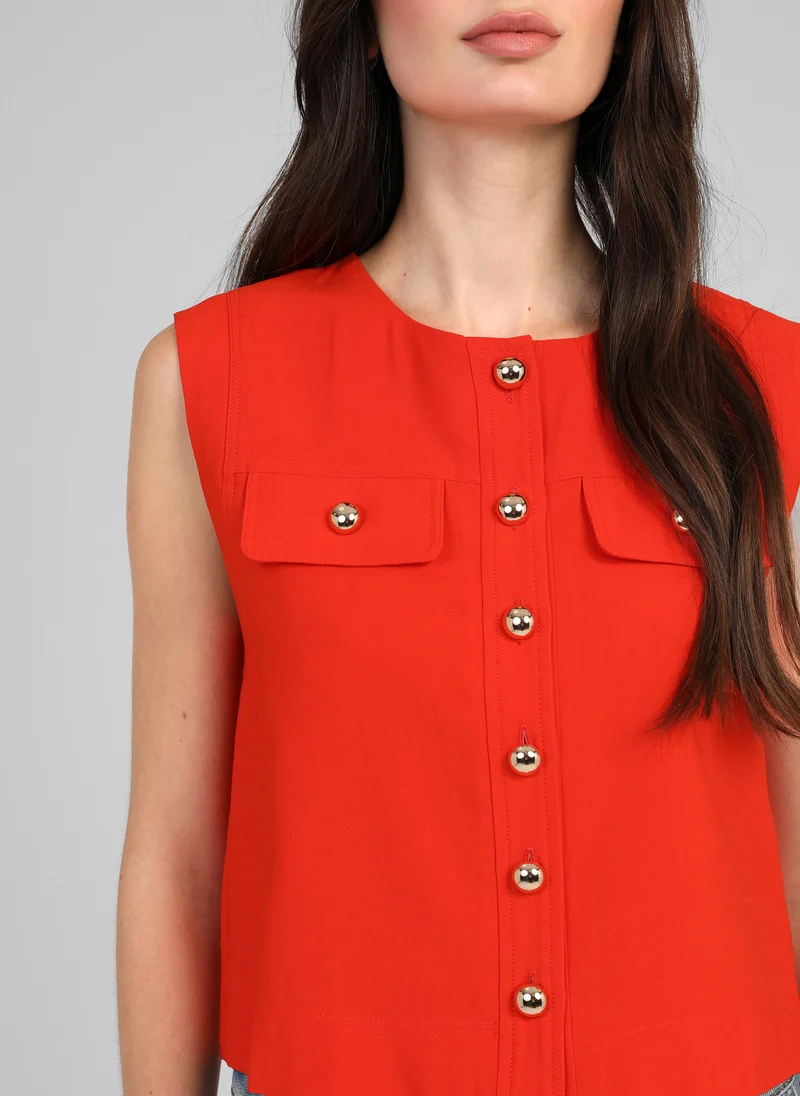 VESTE SANS MANCHES ZELIA piment