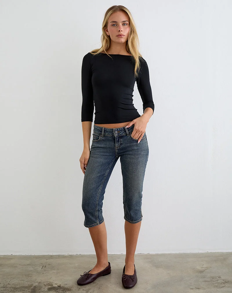 Pantalon capri en denim vert sale