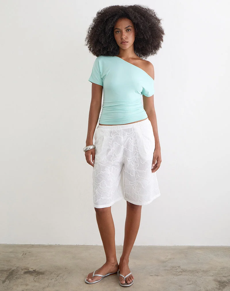 Short longline Ennea, modèle « Broderie White »