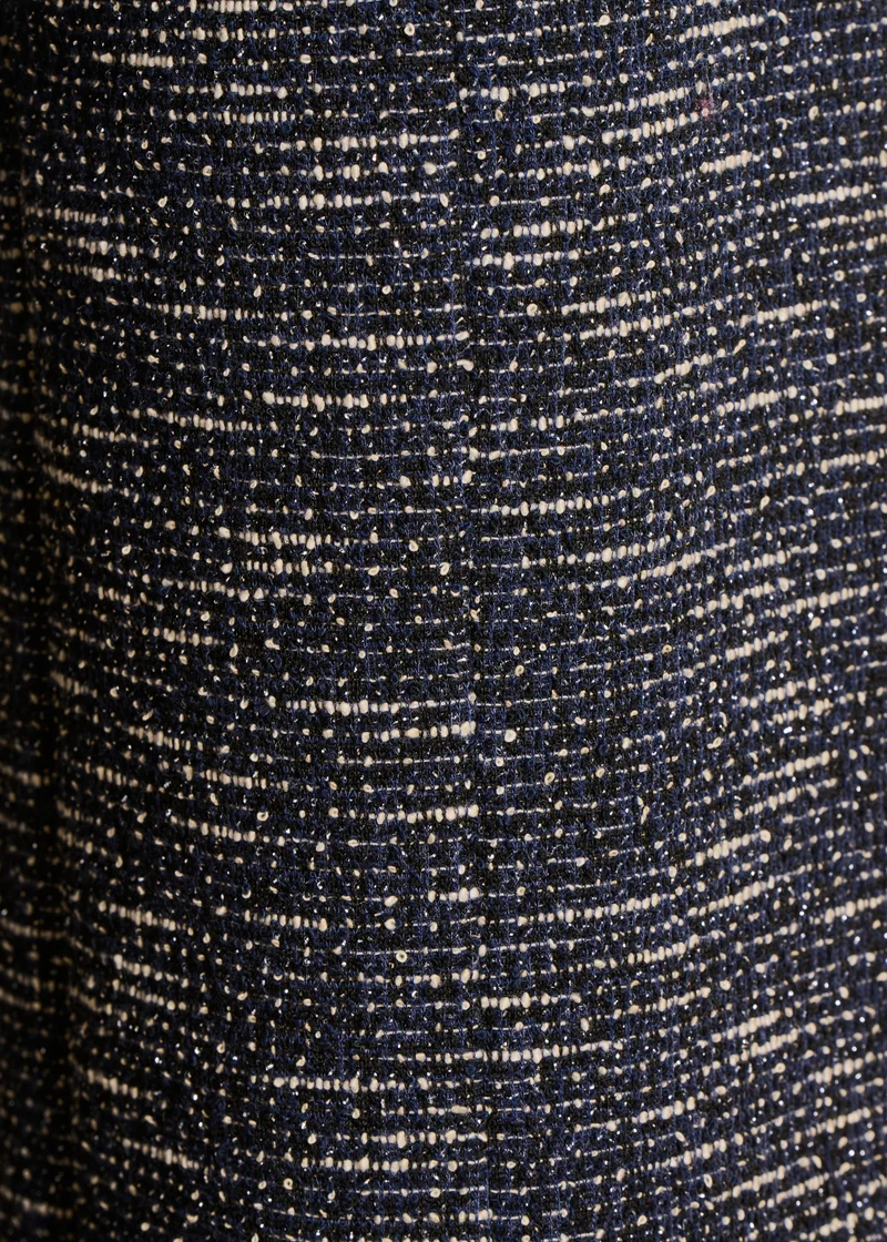 Pantalon cropped bleu marine en milano effet tweed
