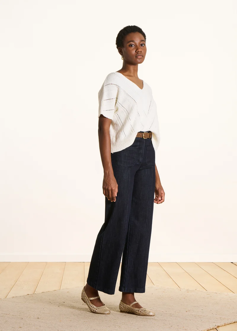 Jean large brut taille haute