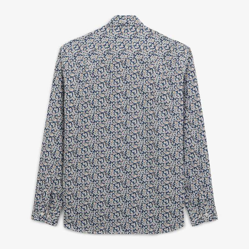 Chemise regular bleu azur imprimé paquerettes