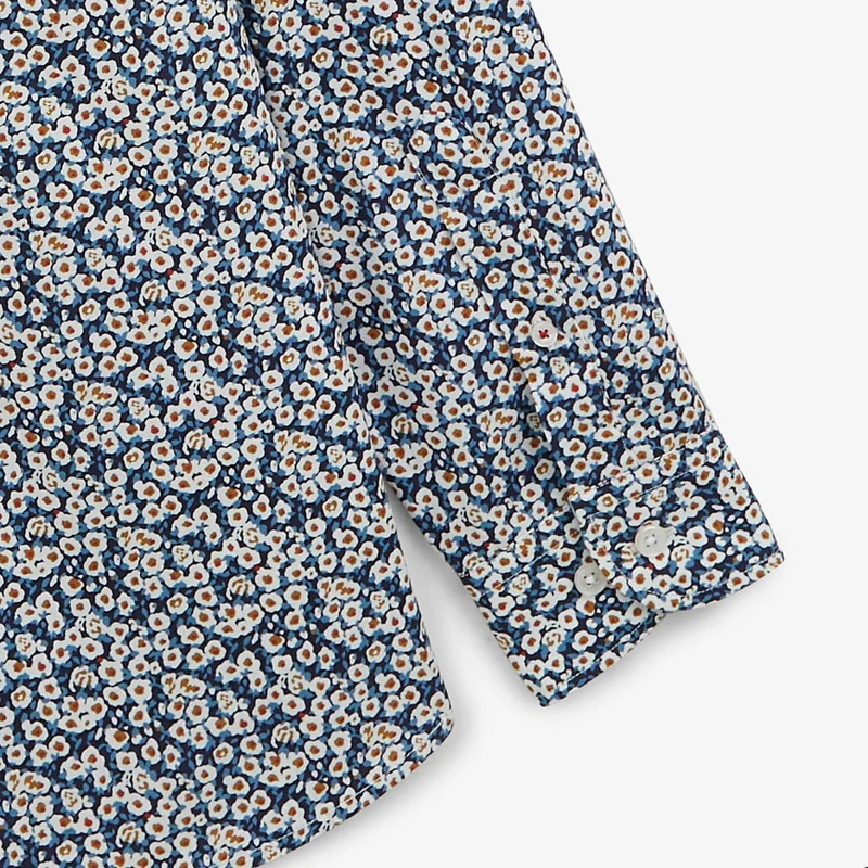 Chemise regular bleu azur imprimé paquerettes