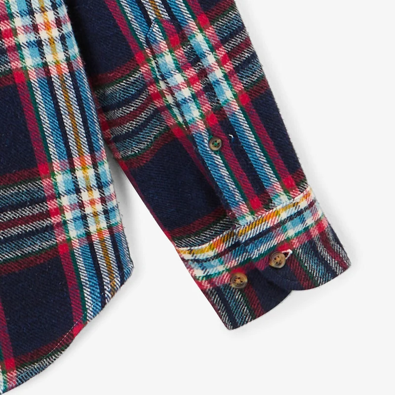 Chemise SBPLAY à carreaux bleu foncé manches longues en coton