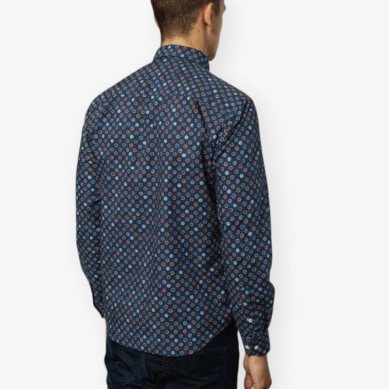 Chemise à manches longues à pois colorés