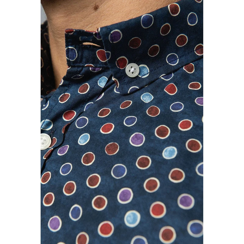 Chemise à manches longues à pois colorés