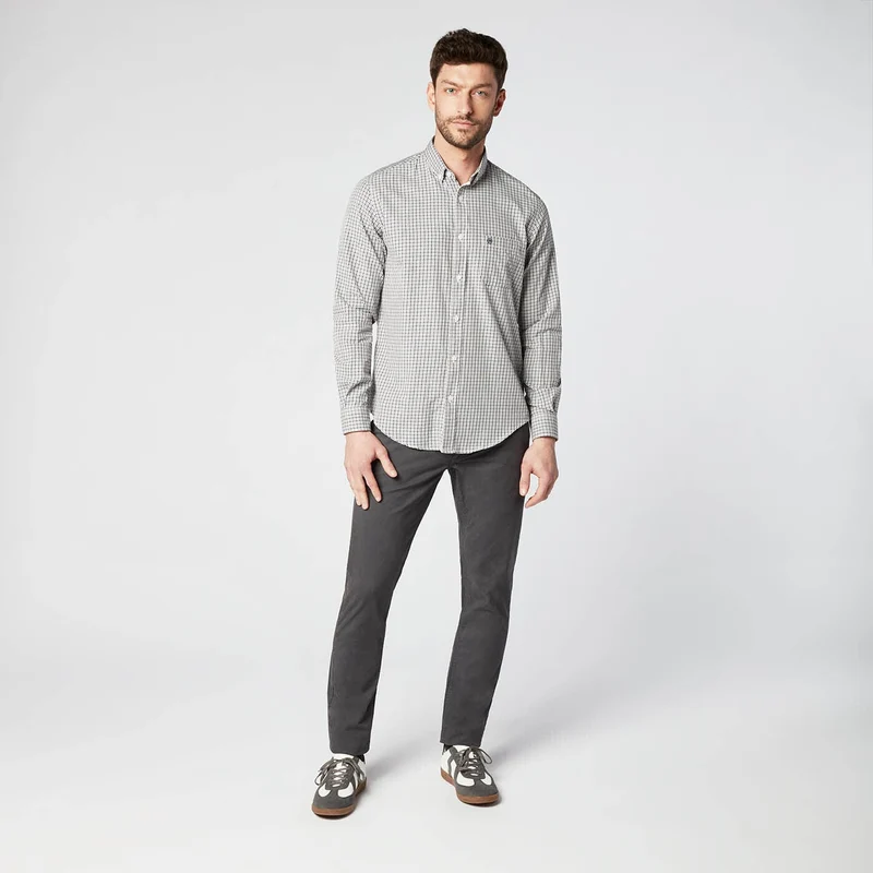 Chemise manches longues à carreaux grise