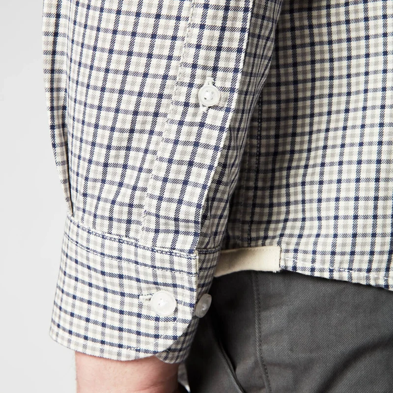 Chemise manches longues à carreaux grise