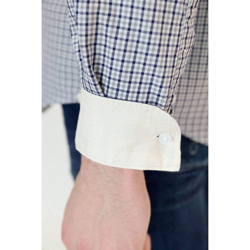 Chemise manches longues à carreaux grise
