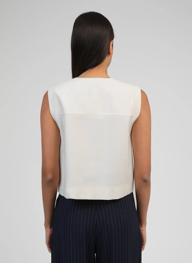 VESTE SANS MANCHES ZELIA ecru