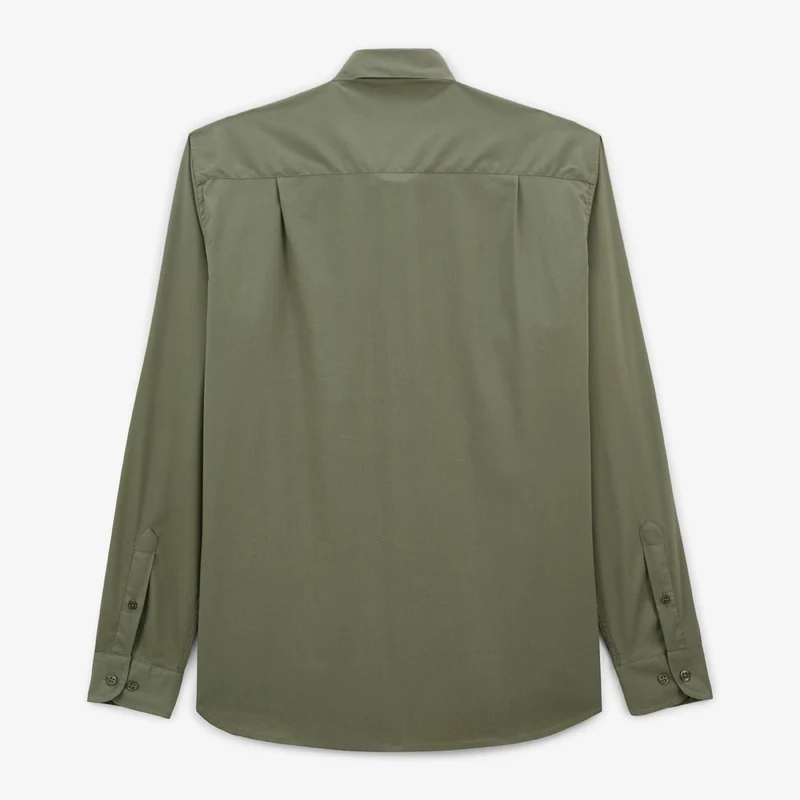 Chemise manches longues strech unie vert militaire Charles