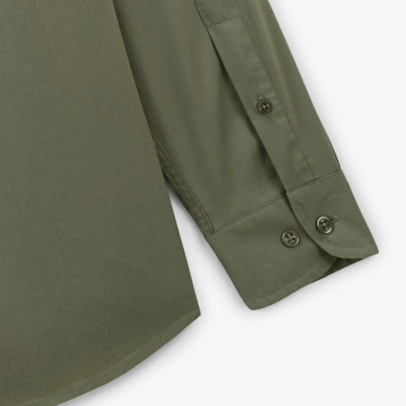 Chemise manches longues strech unie vert militaire Charles