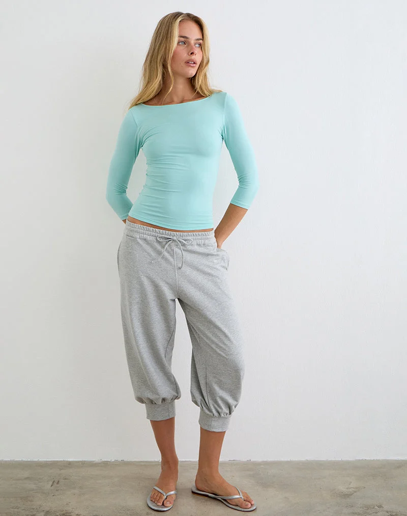 Pantalon de jogging court Kamsy, gris chiné