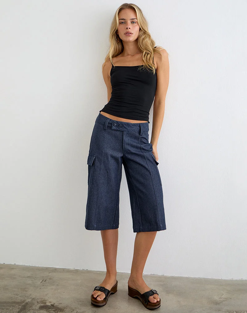 Pantalon Capri Bensen en denim chambray bleu