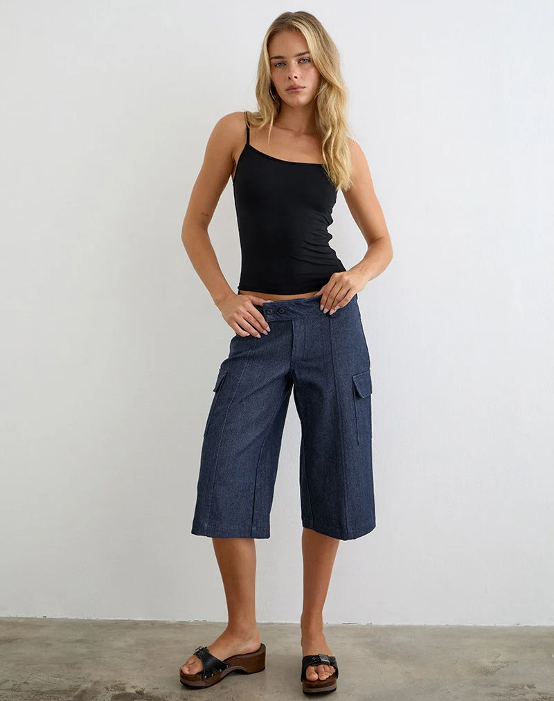 Pantalon Capri Bensen en denim chambray bleu