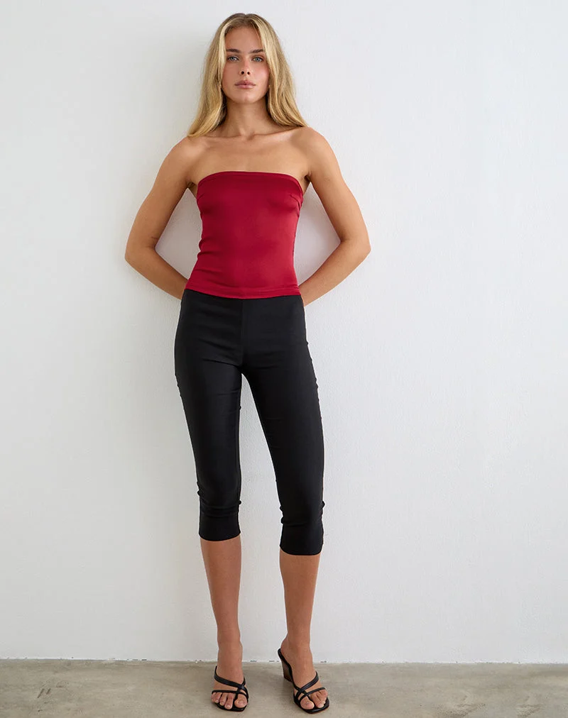 Haut corset à lacets Ayaka en satin rouge