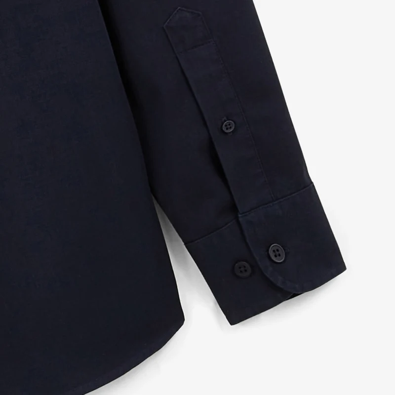 Chemise manches longues en coton unie bleu dark navy Charles