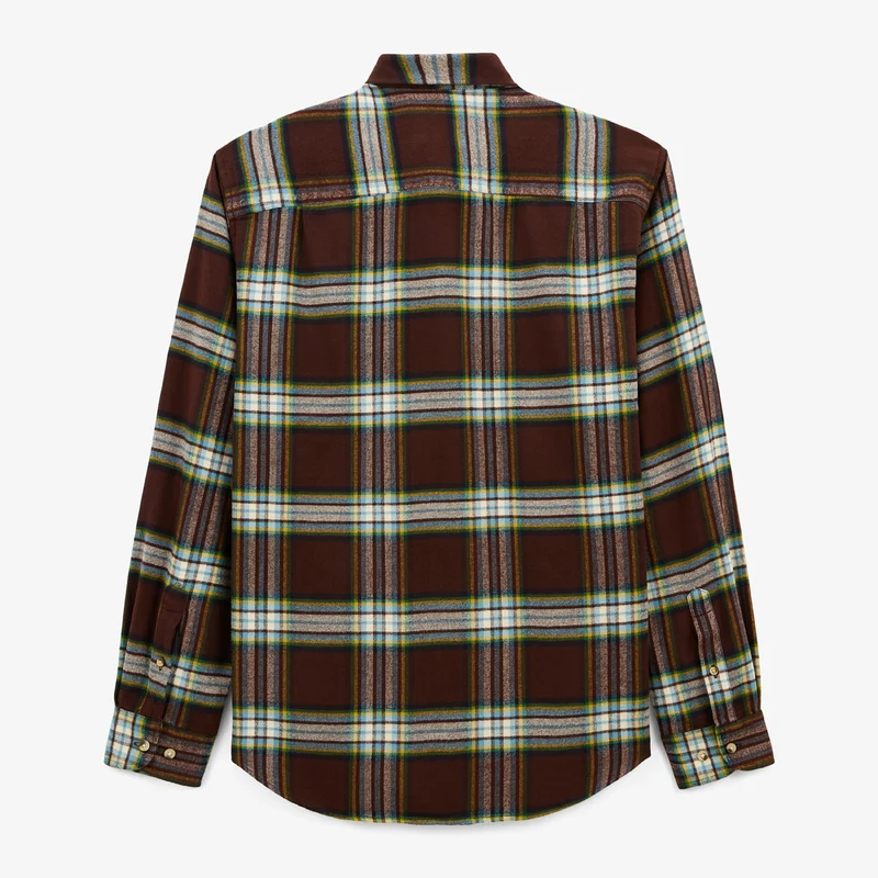 Chemise manches longues en coton flanelle à carreaux marron Clark