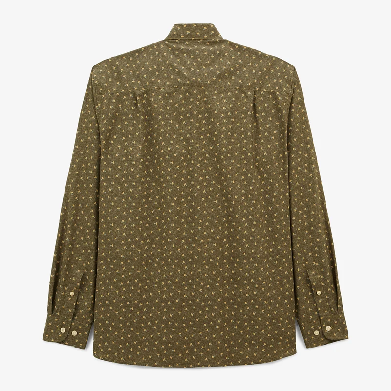Chemise manches longues en coton imprimé floral vert anglais Charles