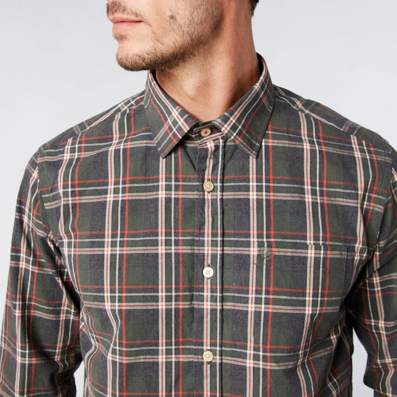 Chemise manches longues à carreaux vert sapin
