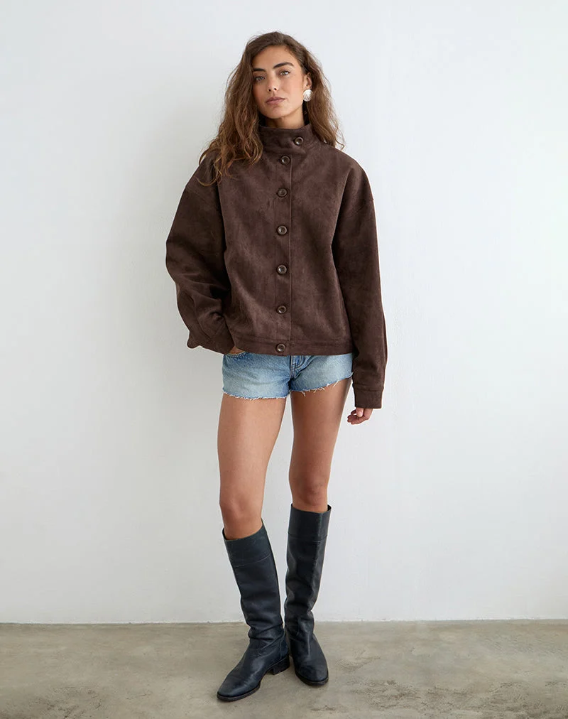 Veste Lastika en simili-daim marron foncé