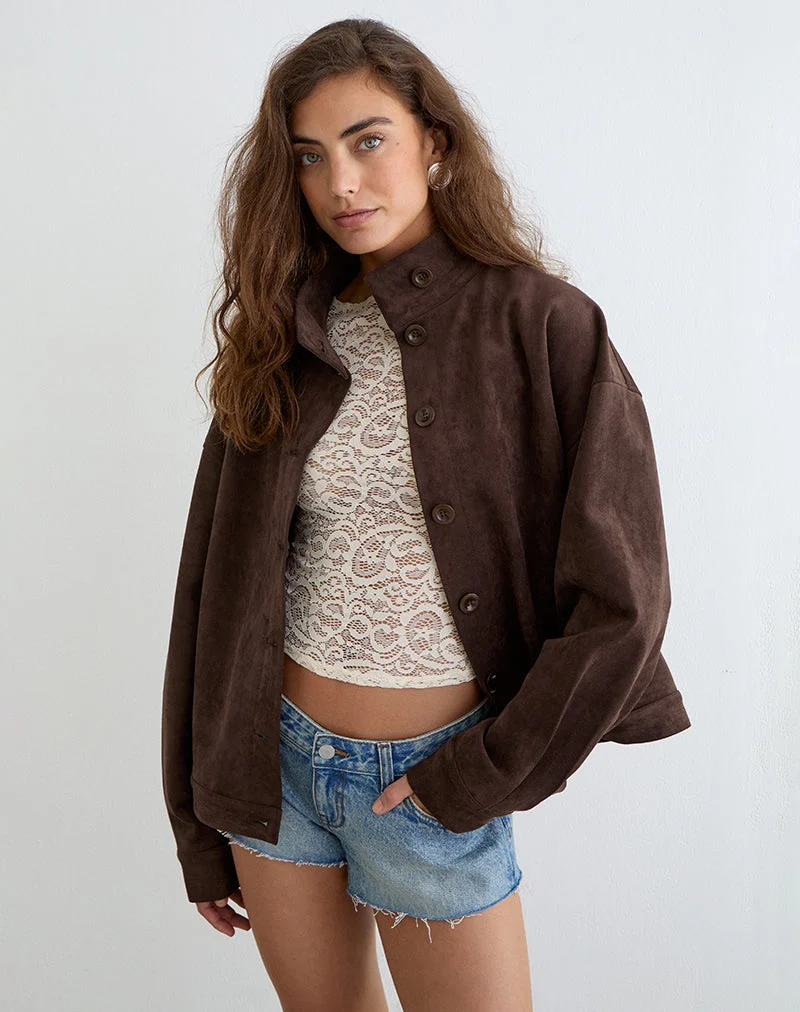 Veste Lastika en simili-daim marron foncé