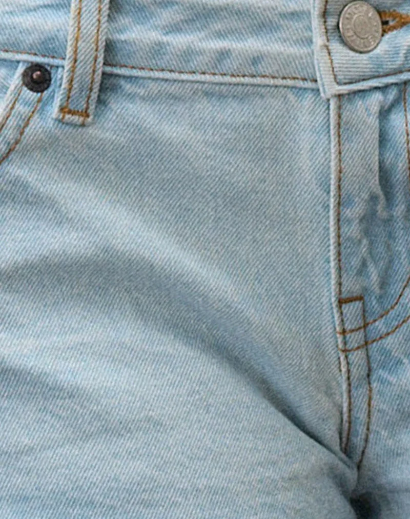 Short micro-denim bleu délavé au soleil