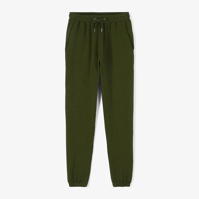 Jogging en molleton gratté vert army en coton