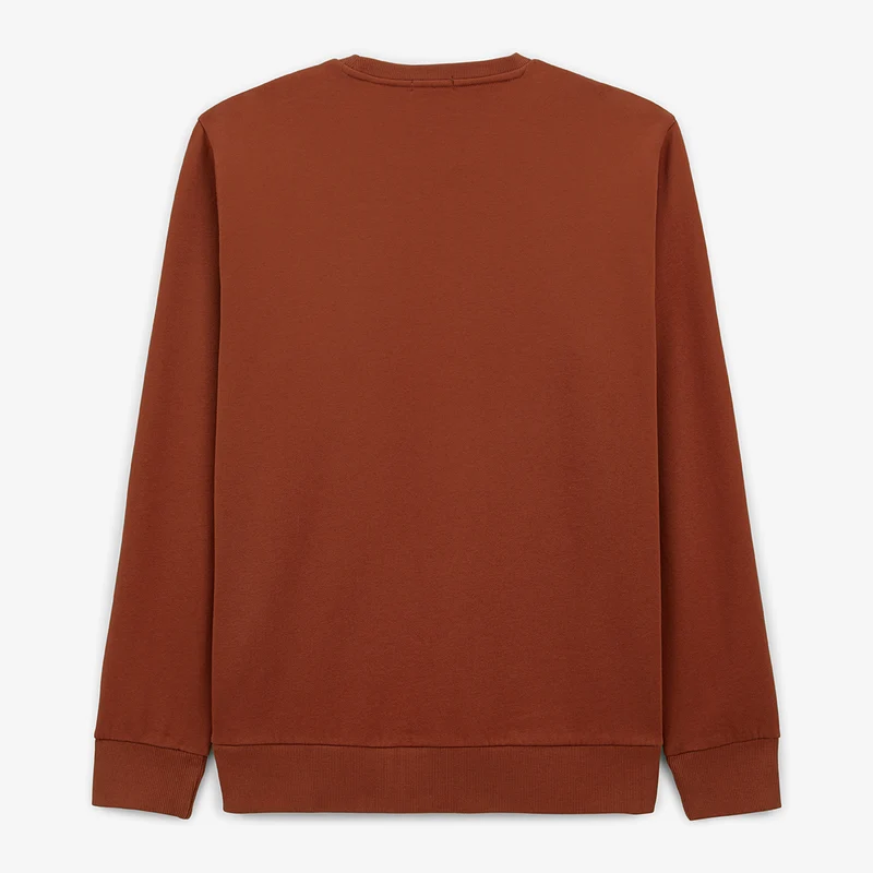 Sweat col rond uni orange courge en coton