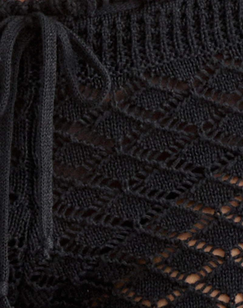 Pantalon capri Renuka à ourlet à volants, en maille noire