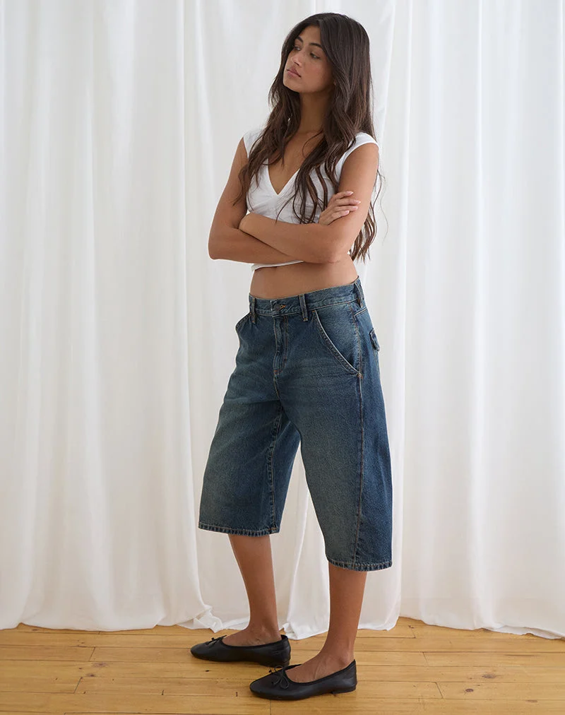 Short en denim « Twisted Cinch » vert sale