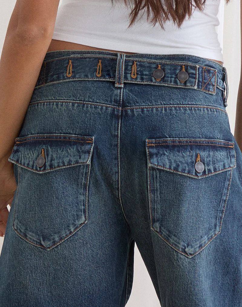 Short en denim « Twisted Cinch » vert sale