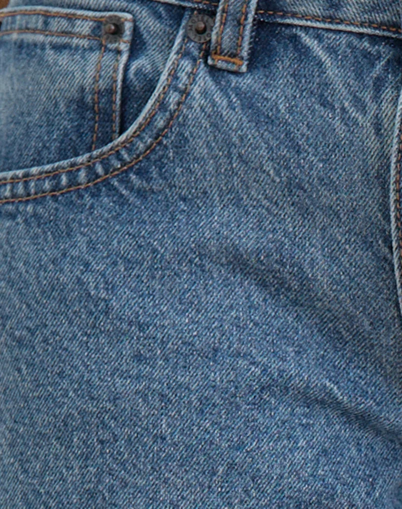 Jean évasé ample à taille basse, couleur Blue Stone
