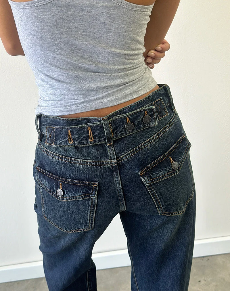 Jean taille basse à coutures torsadées et taille ajustée, couleur vert sale