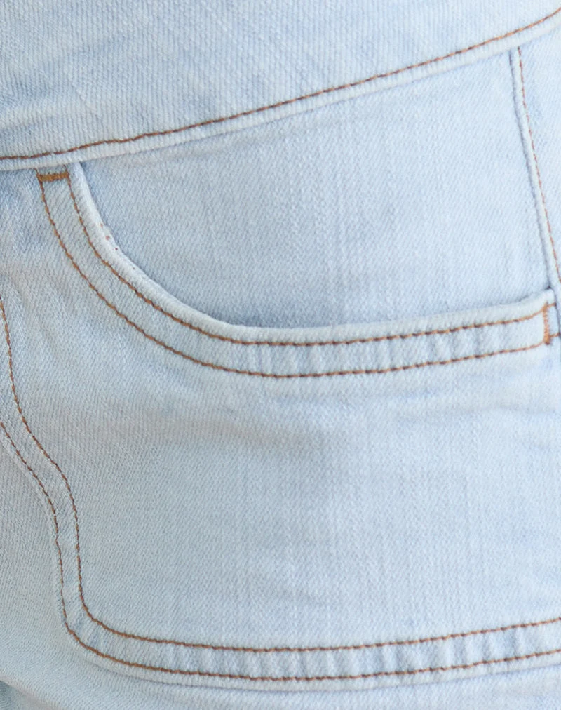 Short cargo en jean taille basse, couleur bleu ciel