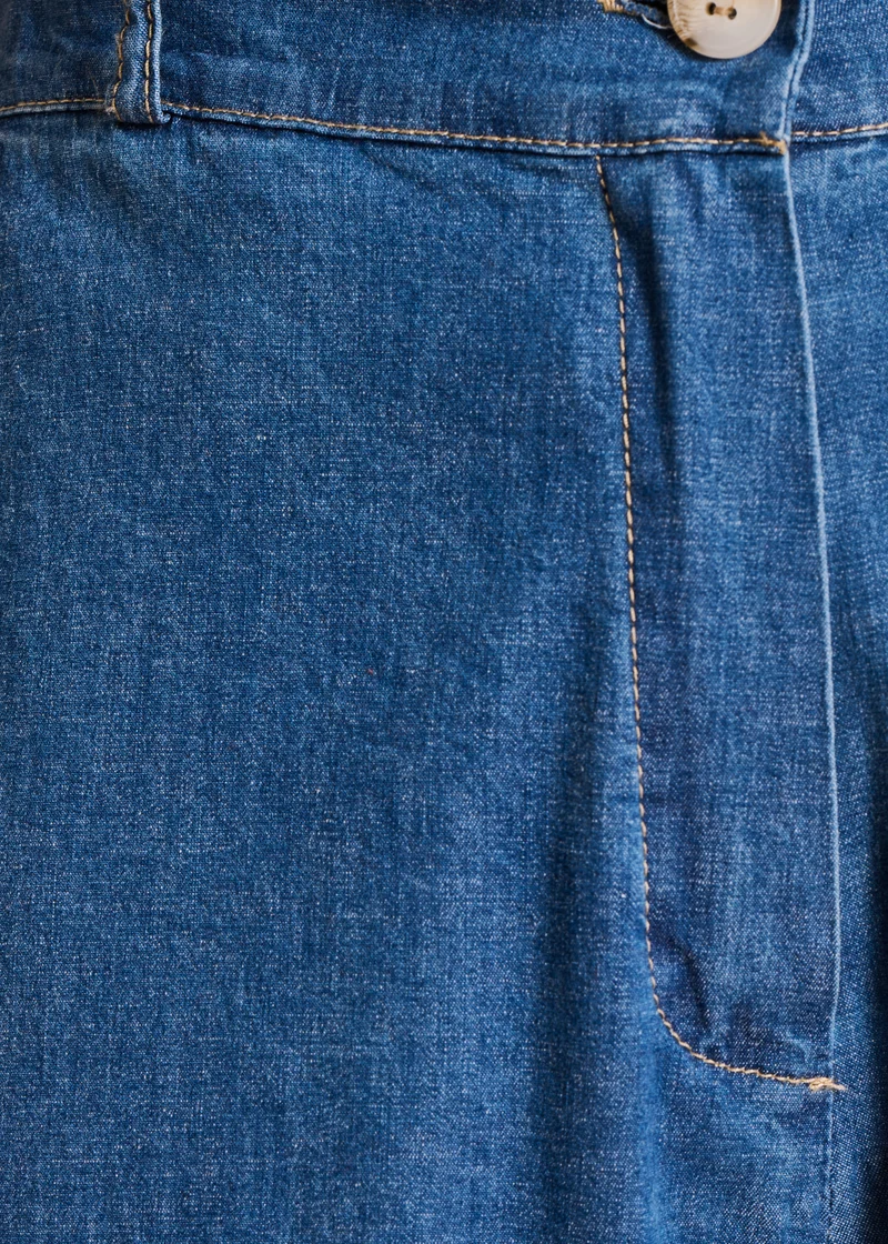 Pantalon droit et large en jean taille haute