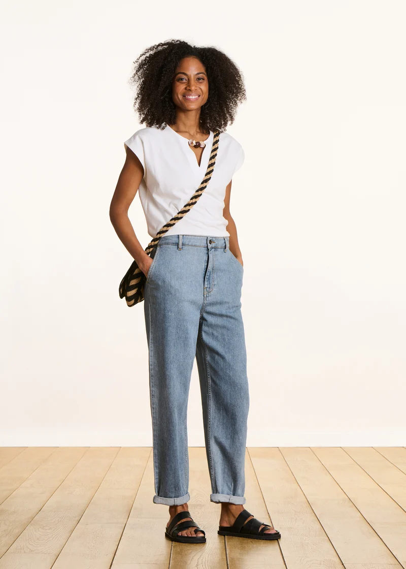 Jean boyfriend clair en coton biologique