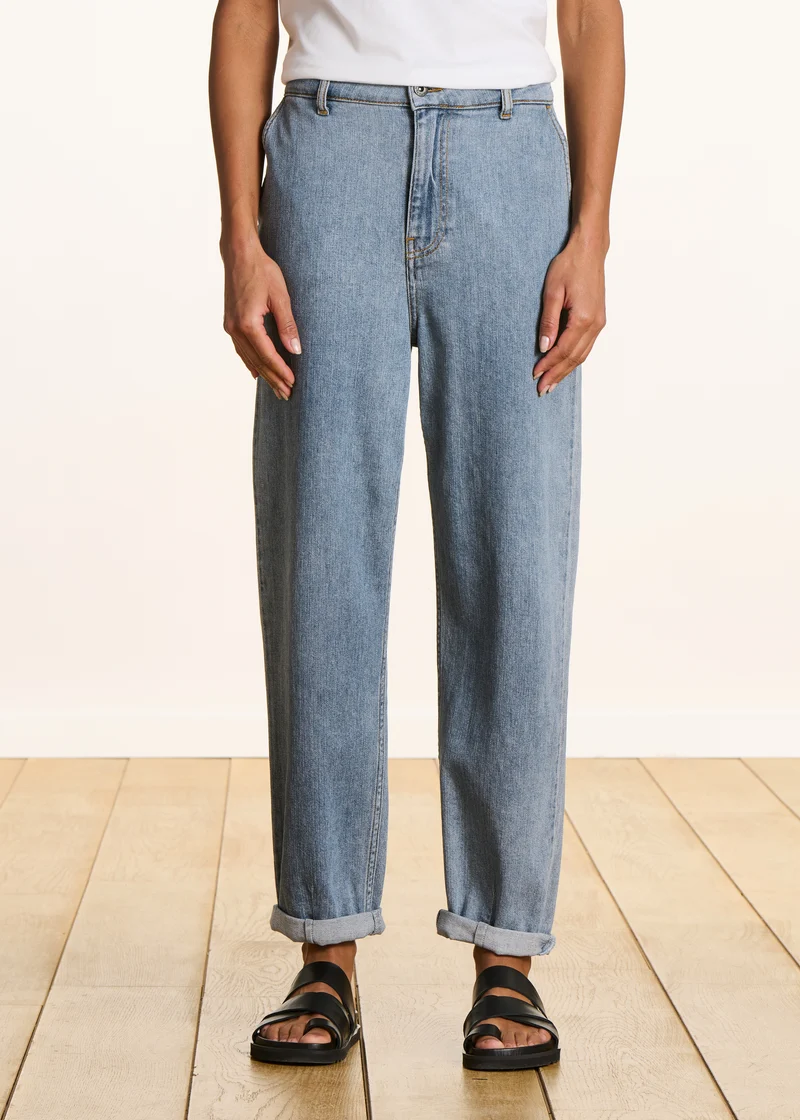 Jean boyfriend clair en coton biologique