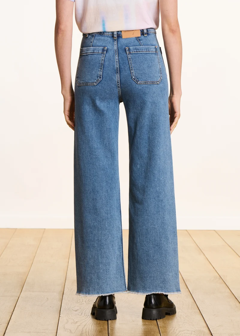 Jean flare clair taille haute en coton biologique