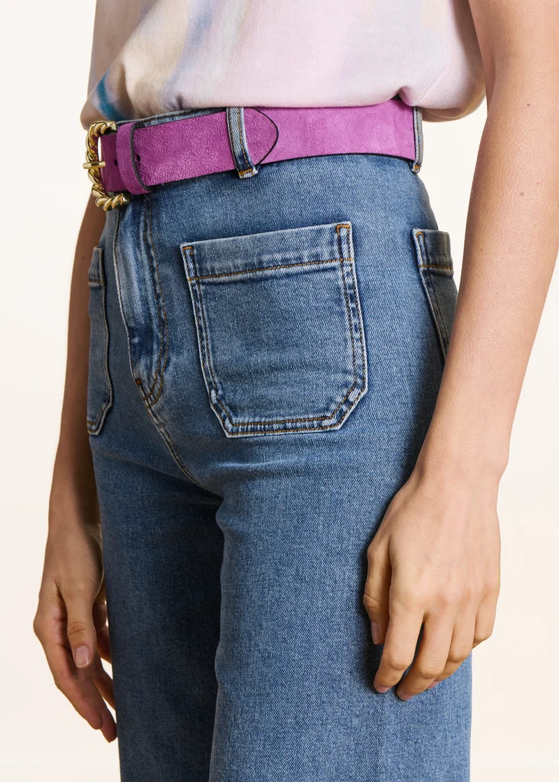 Jean flare clair taille haute en coton biologique