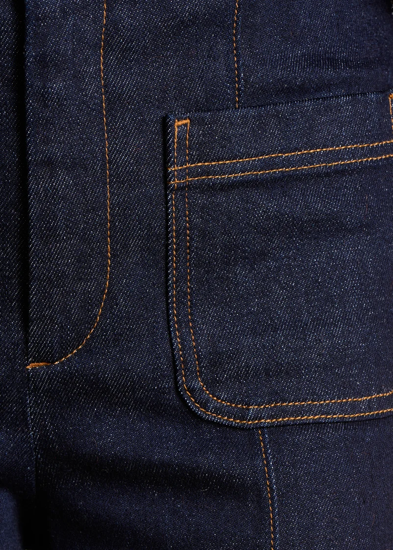 Jean large brut taille haute en coton biologique