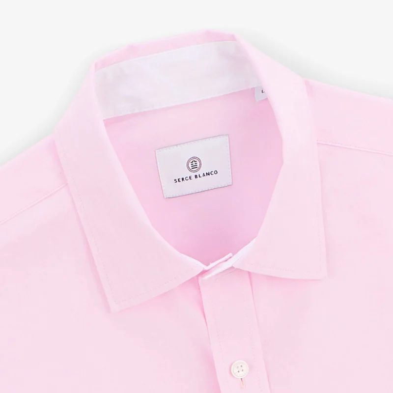 Chemise manches longues en coton rose Charles