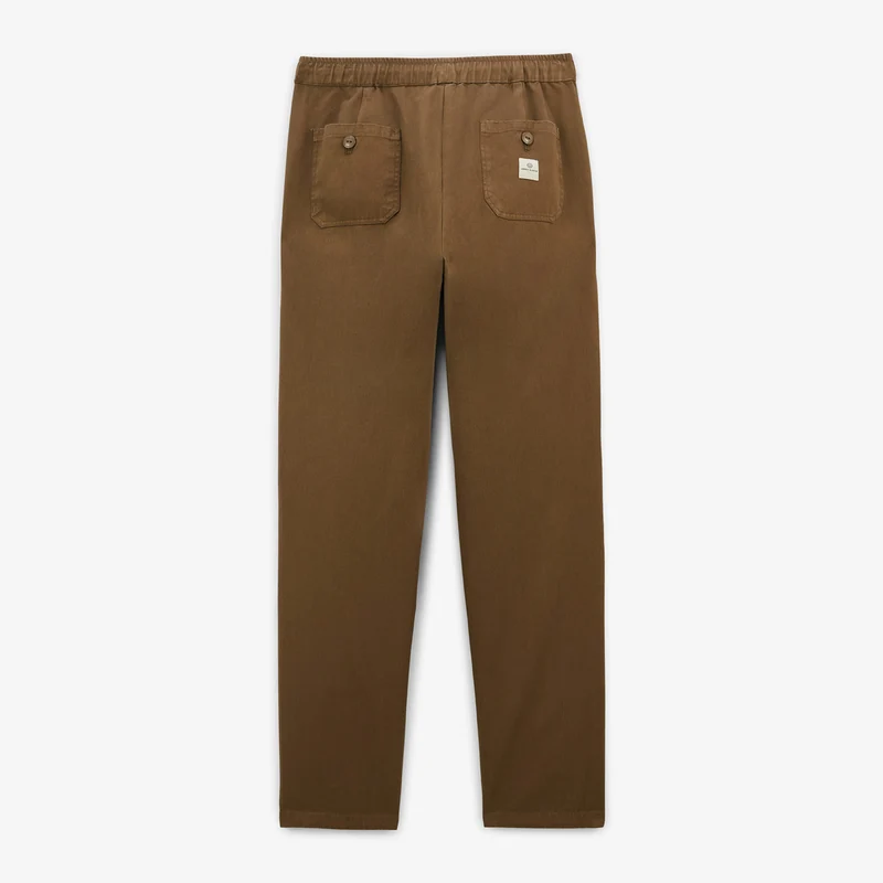 Pantalon 550 en coton coupe large élastique marron shitake