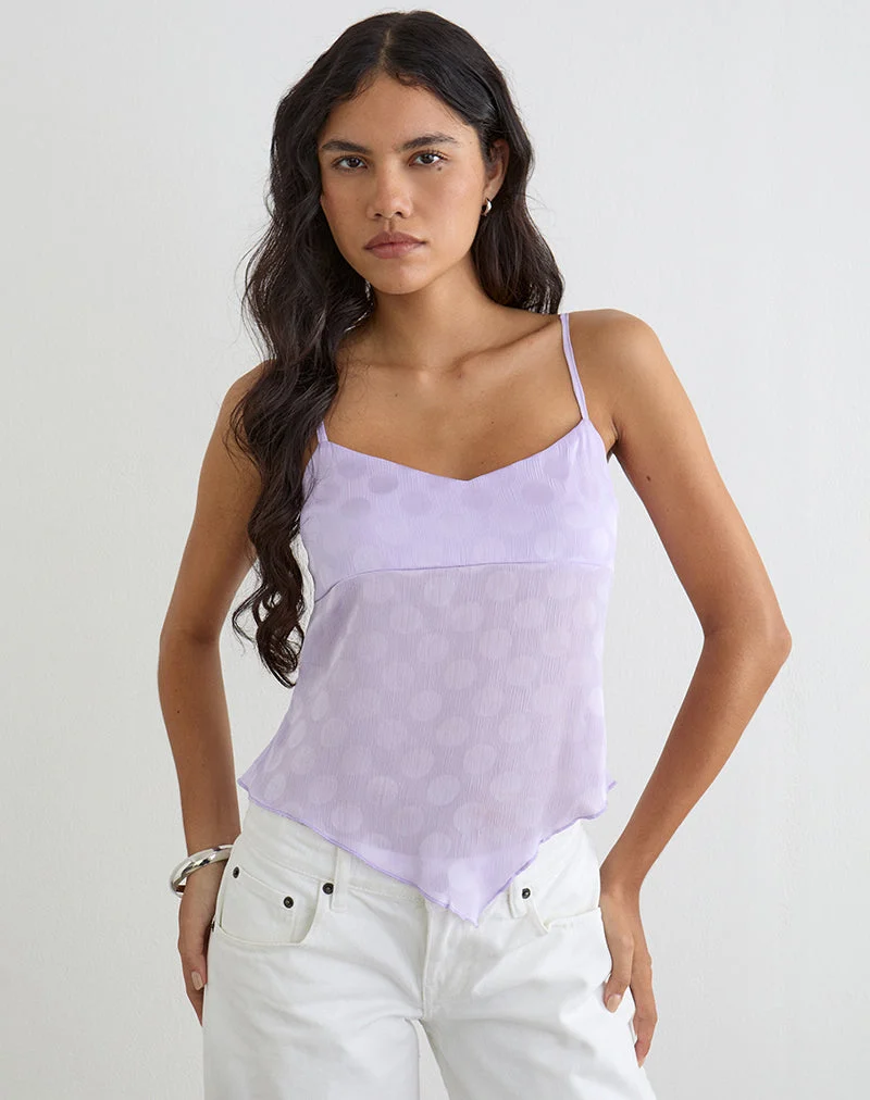 Caraco « Mirelle » en mousseline à pois lilas